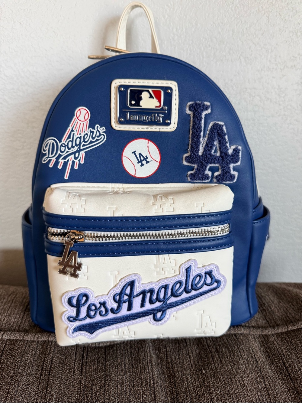 Loungefly Los Angeles Dodgers Blue and White Mini Backpack